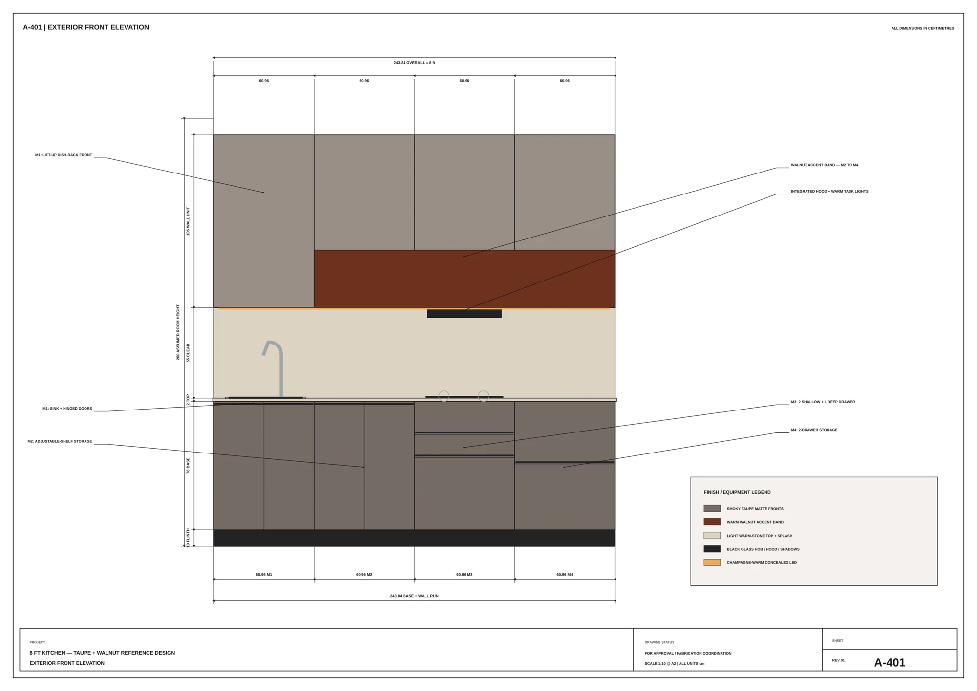8ft kitchen — exterior elevation drawing