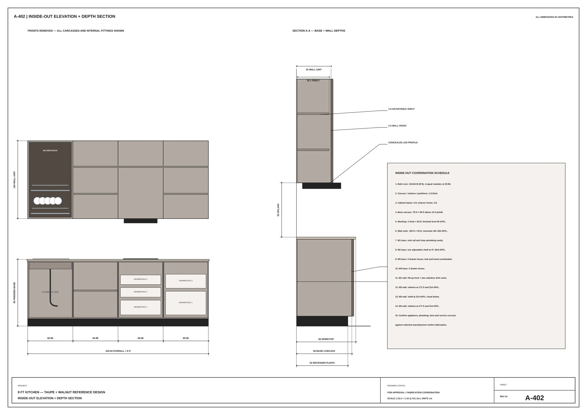 8ft kitchen — interior elevation drawing