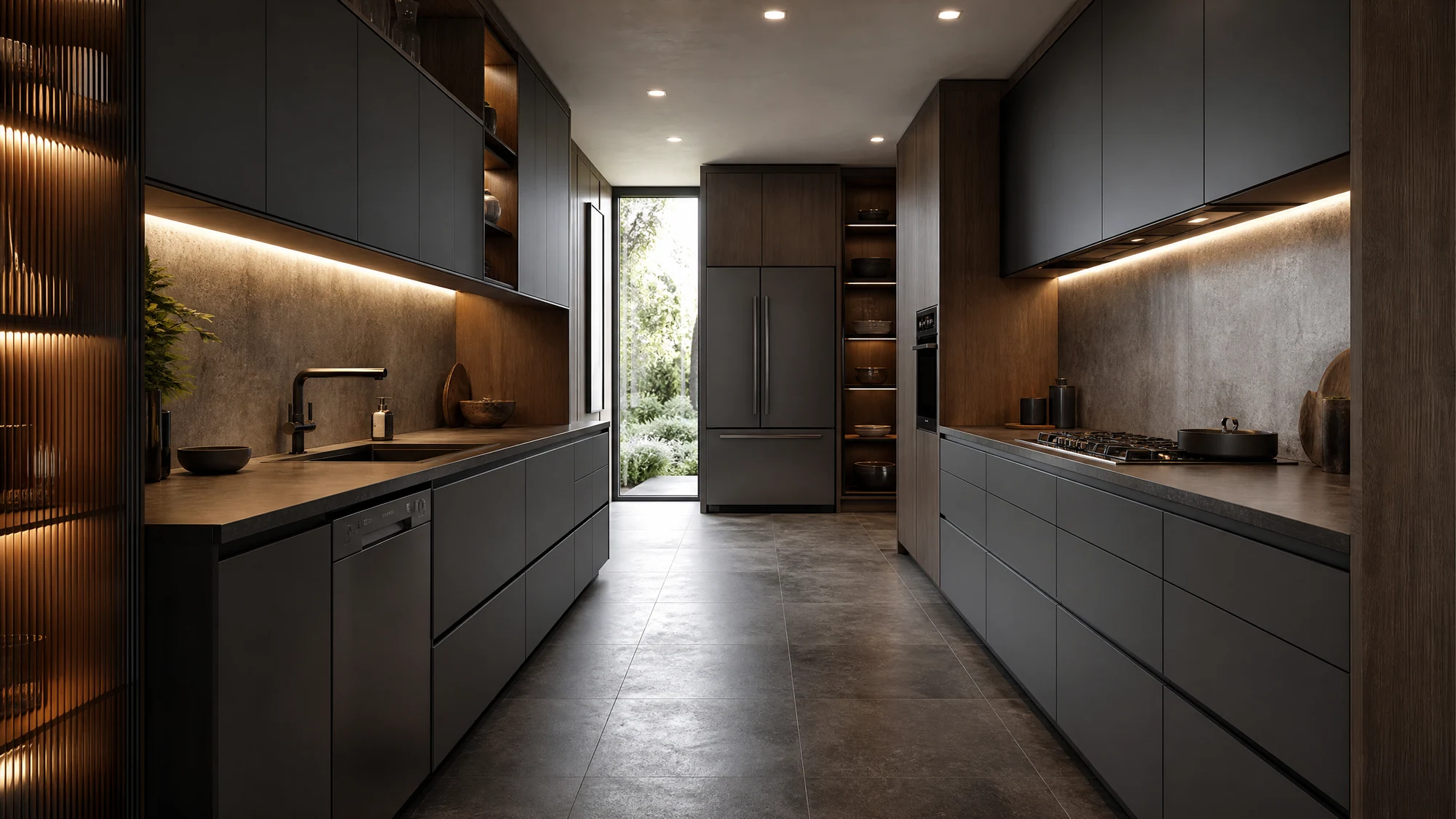 Kitchen — charcoal oak galley
