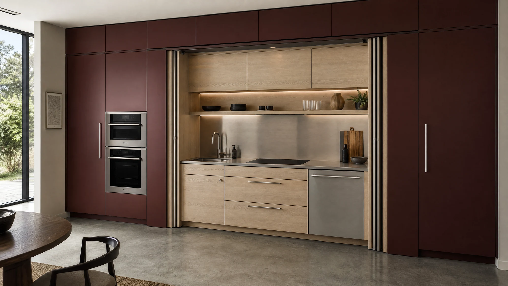 Kitchen — burgundy hidden pocket