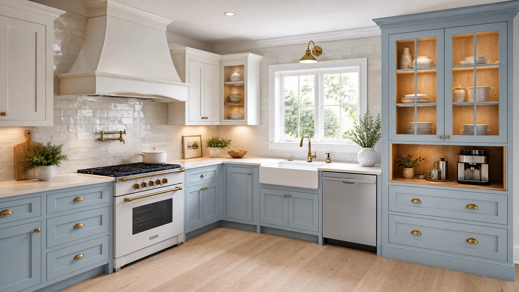 Kitchen — powder blue coastal l
