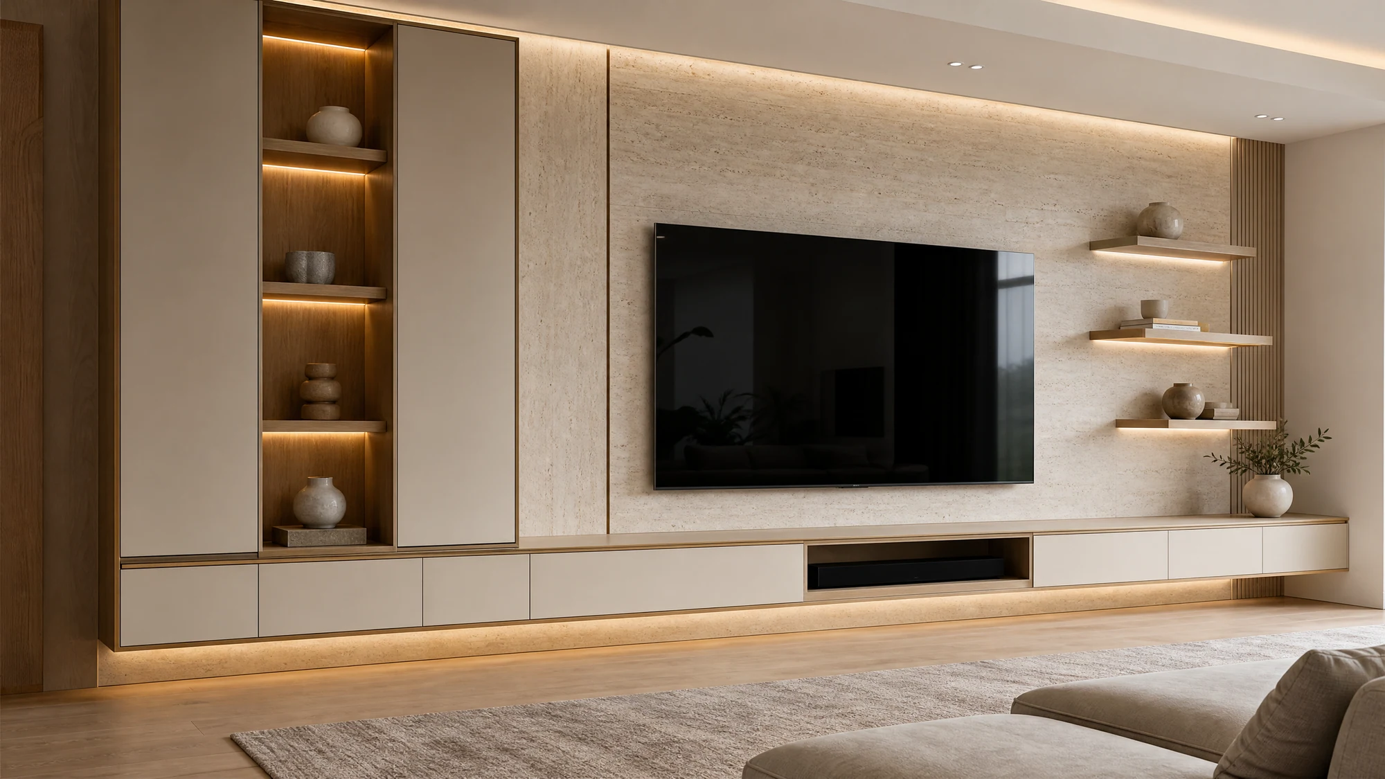 TV cabinet — asymmetric floating