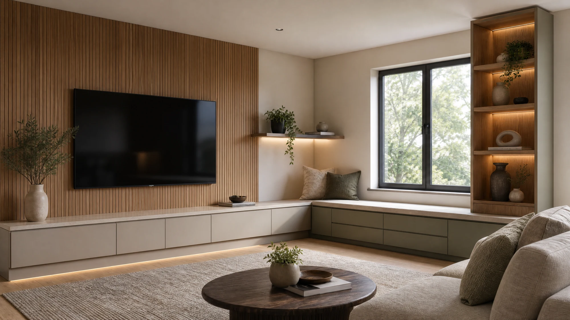 TV cabinet — sage corner wraparound