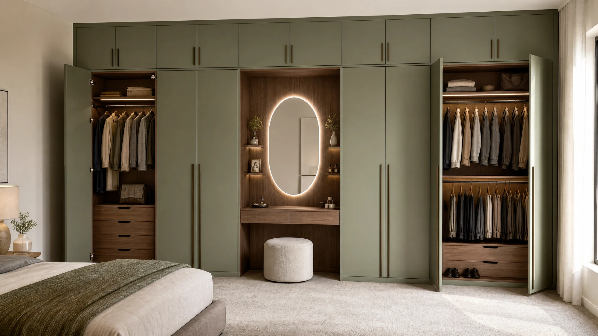 Wardrobe — sage hinged vanity