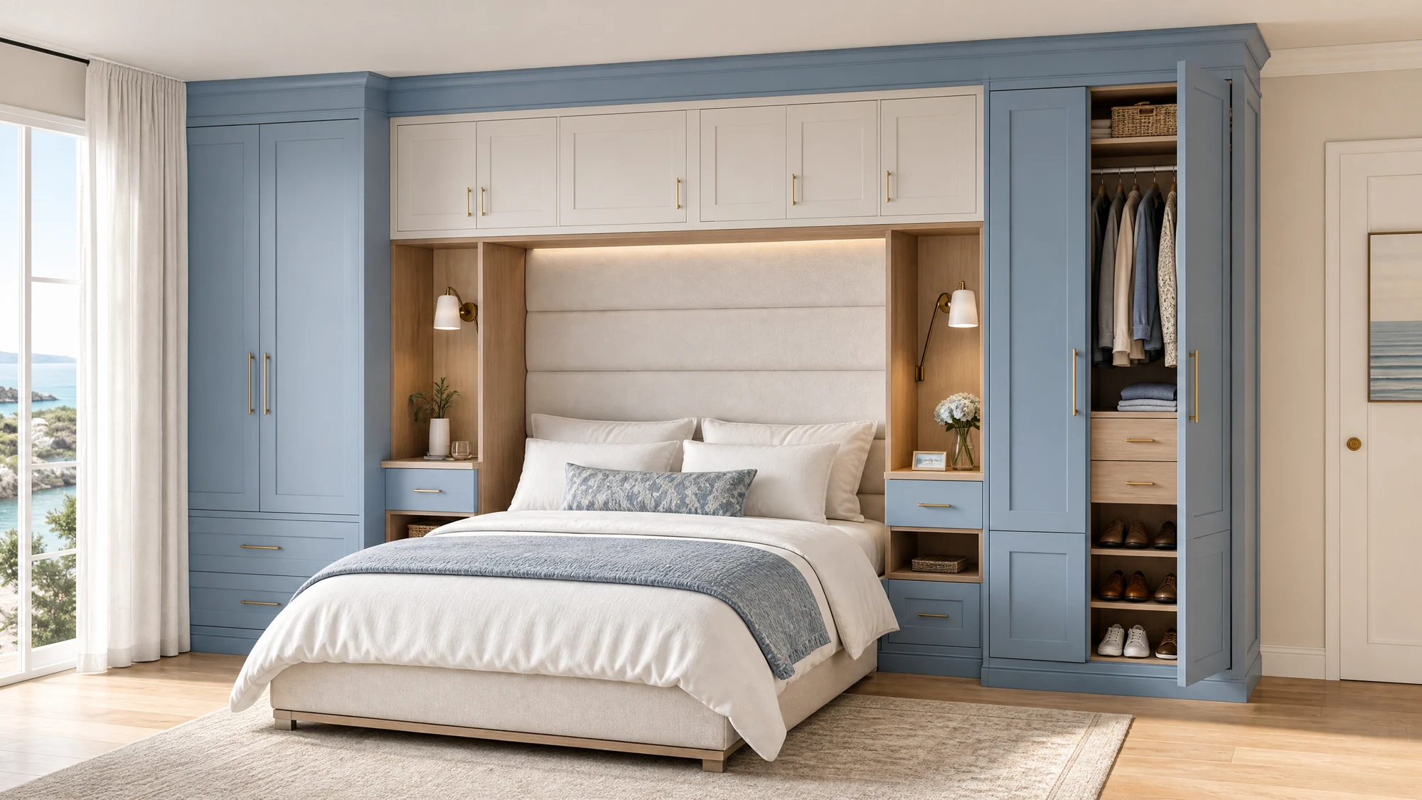 Wardrobe — powder blue bed bridge